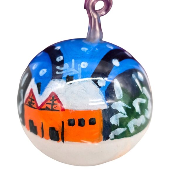 Hand-Painted Li Bien Ornament Winter Village Scene Glass Bauble With Gift Box - Picture 4 of 9